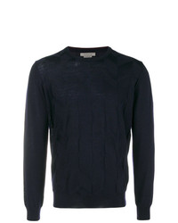 Мужской темно-синий свитер с круглым вырезом от Corneliani