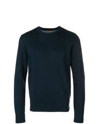 Мужской темно-синий свитер с круглым вырезом от Corneliani