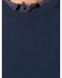 Мужской темно-синий свитер с круглым вырезом от Kiton