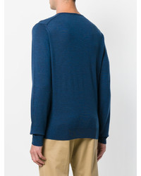 Мужской темно-синий свитер с круглым вырезом от John Smedley