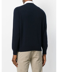 Мужской темно-синий свитер с круглым вырезом от Cruciani