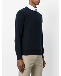 Мужской темно-синий свитер с круглым вырезом от Cruciani