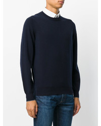 Мужской темно-синий свитер с круглым вырезом от Brunello Cucinelli