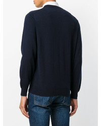 Мужской темно-синий свитер с круглым вырезом от Brunello Cucinelli