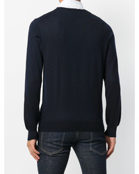Мужской темно-синий свитер с круглым вырезом от Fay