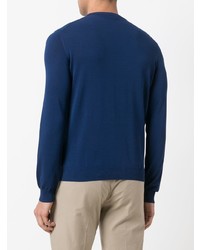 Мужской темно-синий свитер с круглым вырезом от Zanone