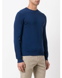 Мужской темно-синий свитер с круглым вырезом от Zanone
