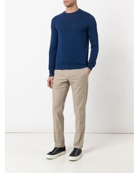 Мужской темно-синий свитер с круглым вырезом от Zanone