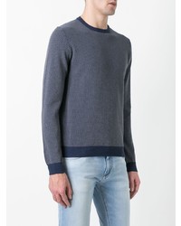 Мужской темно-синий свитер с круглым вырезом от Zanone