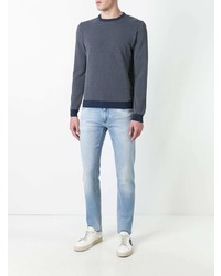 Мужской темно-синий свитер с круглым вырезом от Zanone