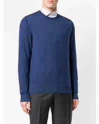 Мужской темно-синий свитер с круглым вырезом от Isaia