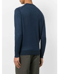 Мужской темно-синий свитер с круглым вырезом от Drumohr