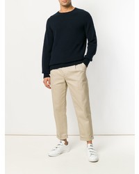 Мужской темно-синий свитер с круглым вырезом от YMC