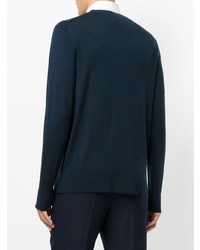 Мужской темно-синий свитер с круглым вырезом от Sunspel