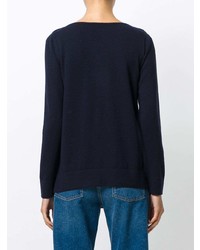 Женский темно-синий свитер с круглым вырезом от Fay
