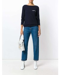 Женский темно-синий свитер с круглым вырезом от Fay