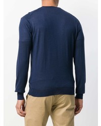 Мужской темно-синий свитер с круглым вырезом от Dell'oglio