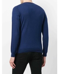 Мужской темно-синий свитер с круглым вырезом от Laneus