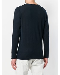 Мужской темно-синий свитер с круглым вырезом от Laneus
