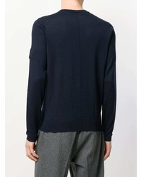 Мужской темно-синий свитер с круглым вырезом от Stone Island Shadow Project