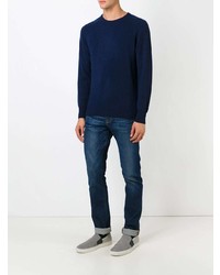 Мужской темно-синий свитер с круглым вырезом от Aspesi