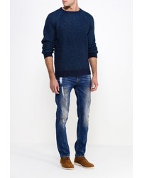 Мужской темно-синий свитер с круглым вырезом от D-struct