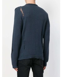 Мужской темно-синий свитер с круглым вырезом от Balmain