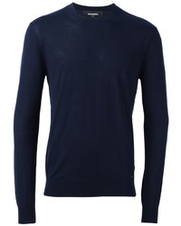 Мужской темно-синий свитер с круглым вырезом от DSQUARED2
