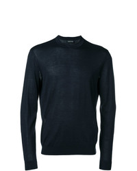 Мужской темно-синий свитер с круглым вырезом от Emporio Armani