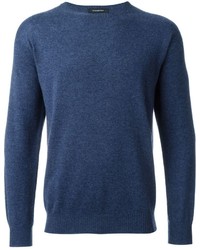 Мужской темно-синий свитер с круглым вырезом от Ermenegildo Zegna