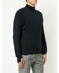 Мужской темно-синий свитер с круглым вырезом от Maison Flaneur