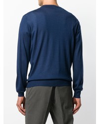 Мужской темно-синий свитер с круглым вырезом от Cruciani