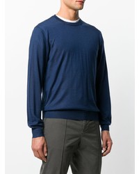 Мужской темно-синий свитер с круглым вырезом от Cruciani