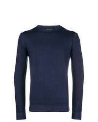 Мужской темно-синий свитер с круглым вырезом от Frankie Morello
