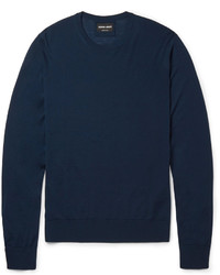 Мужской темно-синий свитер с круглым вырезом от Giorgio Armani