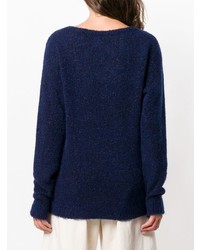 Женский темно-синий свитер с круглым вырезом от Chiara Bertani