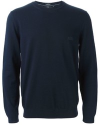 Мужской темно-синий свитер с круглым вырезом от Hugo Boss