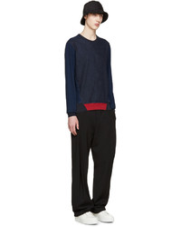 Мужской темно-синий свитер с круглым вырезом от Alexander McQueen