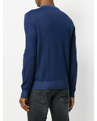 Мужской темно-синий свитер с круглым вырезом от Versace