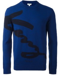 Мужской темно-синий свитер с круглым вырезом от Kenzo