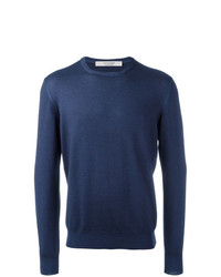 Мужской темно-синий свитер с круглым вырезом от La Fileria For D'aniello