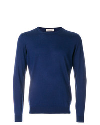Мужской темно-синий свитер с круглым вырезом от Laneus