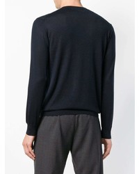 Мужской темно-синий свитер с круглым вырезом от Cruciani