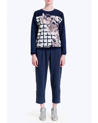 Женский темно-синий свитер с круглым вырезом от LO