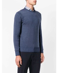 Мужской темно-синий свитер с круглым вырезом от Canali