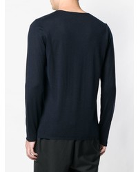 Мужской темно-синий свитер с круглым вырезом от Laneus