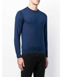 Мужской темно-синий свитер с круглым вырезом от Cruciani