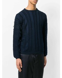 Мужской темно-синий свитер с круглым вырезом от Maison Flaneur