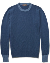 Мужской темно-синий свитер с круглым вырезом от Loro Piana