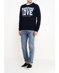 Мужской темно-синий свитер с круглым вырезом от Love Moschino
